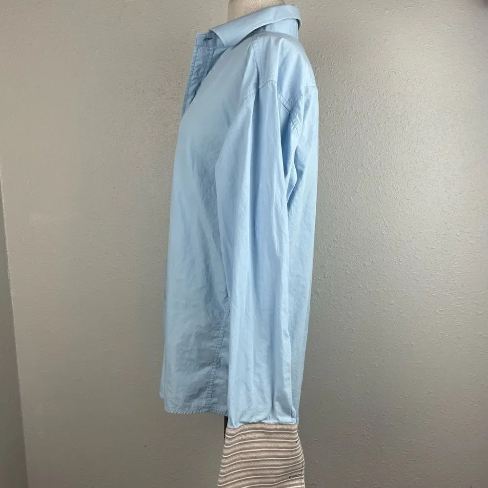 EUC Sean John Mens Button up Light Blue Big Cuff Dress Shirt Size L